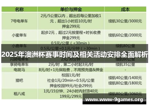 2025年澳洲杯赛事时间及相关活动安排全面解析